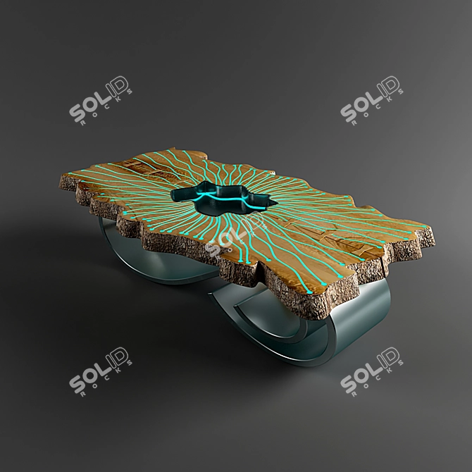 Illuminated Wooden Coffee Table 3D model image 2