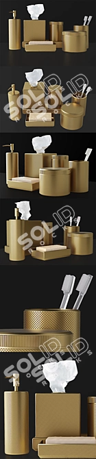 Vintage Brass Bath Accessories 3D model image 2