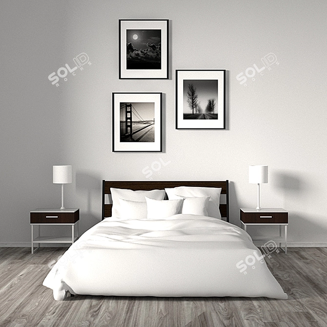 Trisile Dark Brown Bed Frame 3D model image 1