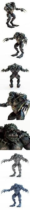 Wolverine Monster: Green Creature 3D 3D model image 2