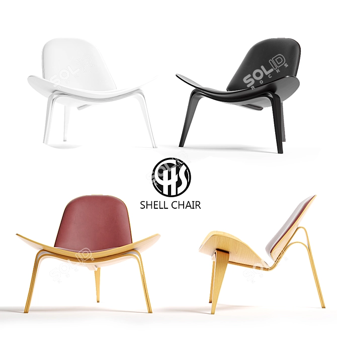 Scandinavian Shell Chair 3D model image 2