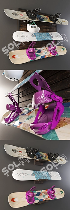 BoardLock Pro: Snowboard Storage Solution 3D model image 2