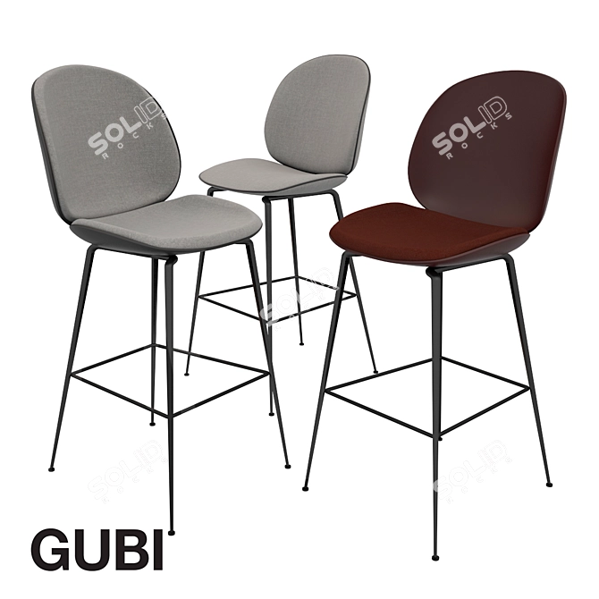 GUBI Beetle Stools: Timeless Comfort 3D model image 1