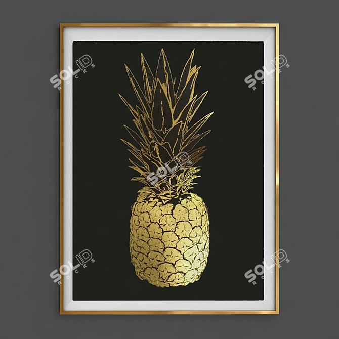 Golden Wildlife Trio: Deer, Goose, Pineapple 3D model image 2