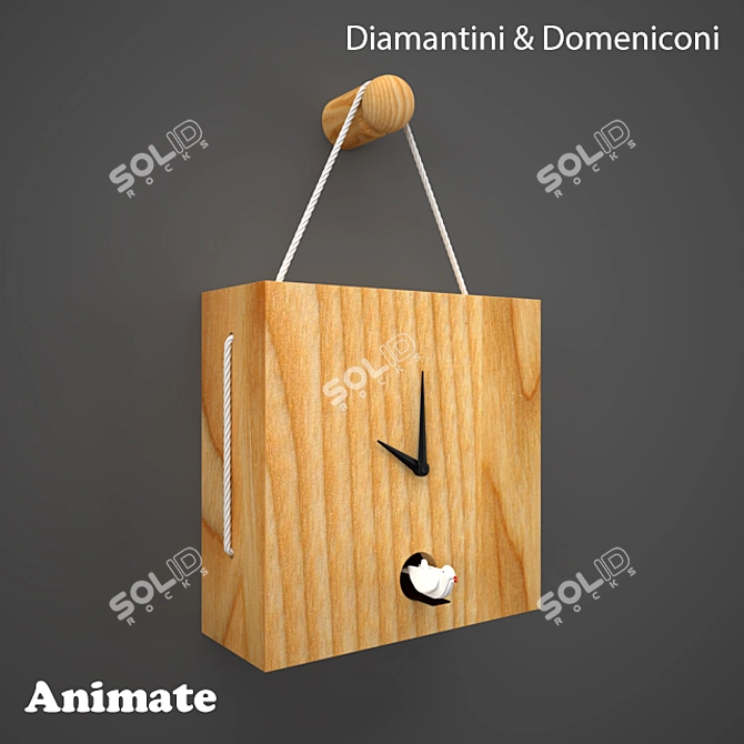 Charming Animated Bird Wall Clock 3D model image 1