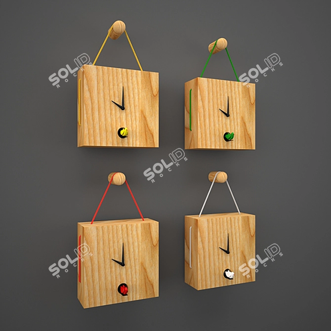 Charming Animated Bird Wall Clock 3D model image 2