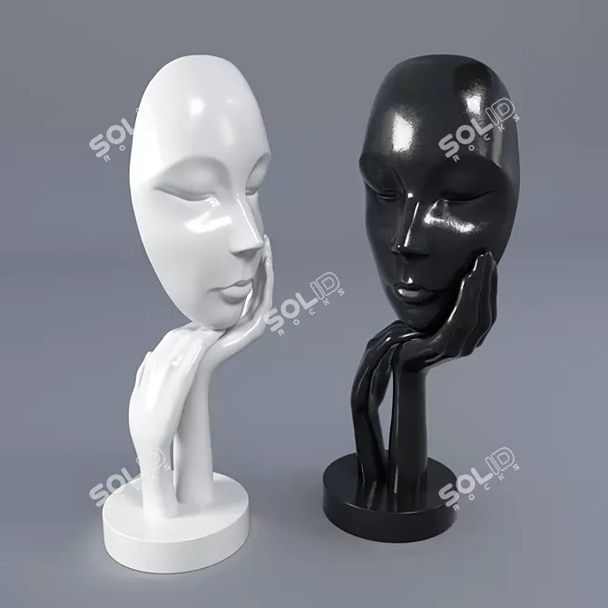 Elegant Mask Figurine 3D model image 1