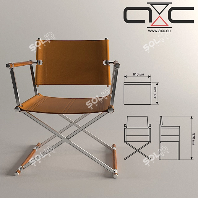 Modern Metal and Leather Chair 3D model image 2