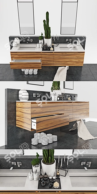 Modern Cubik Furniture Set with Decor 3D model image 2