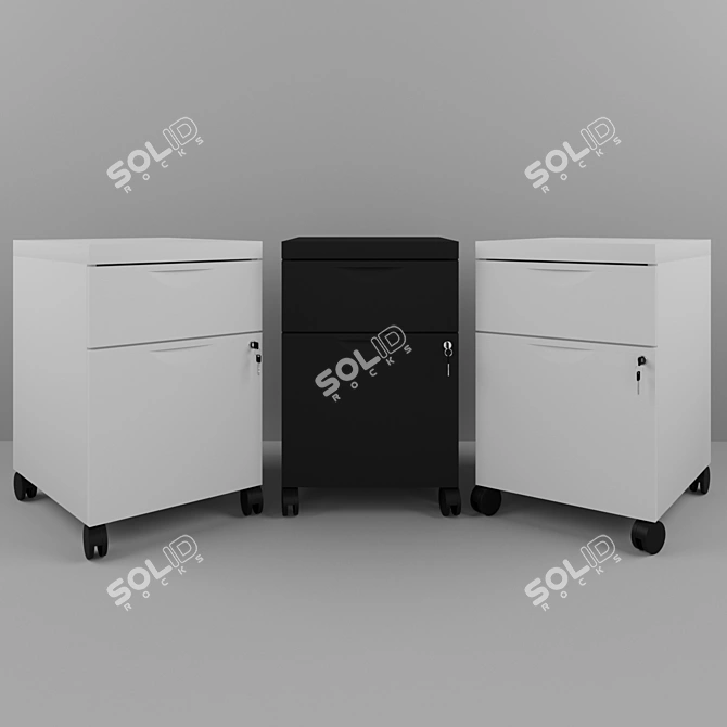 Mobile Black Storage Cabinet: Organize Documents Efficiently 3D model image 1