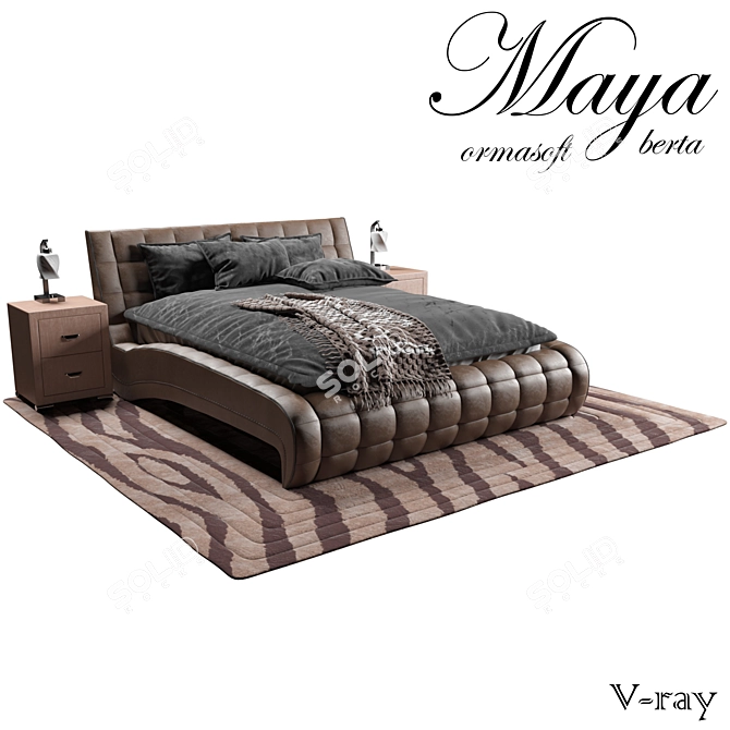 Luxurious Maya Bedroom Set 3D model image 1