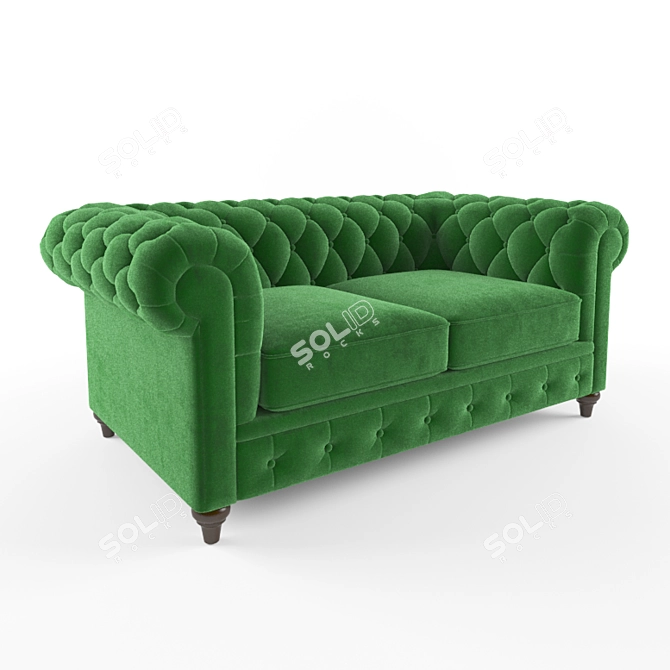 Elegant Velvet Loveseat: Classic Comfort 3D model image 1