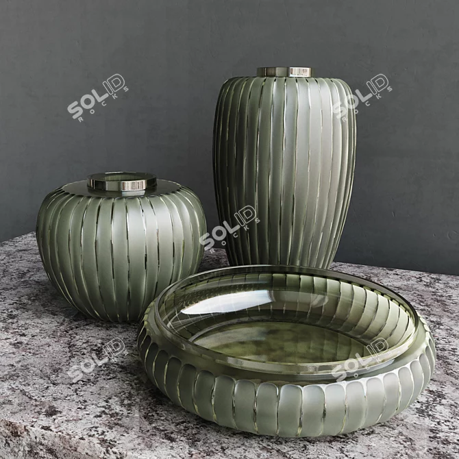 Elegant Skylight Steelgrey Vases 3D model image 1