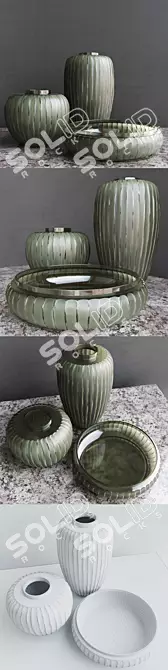 Elegant Skylight Steelgrey Vases 3D model image 2