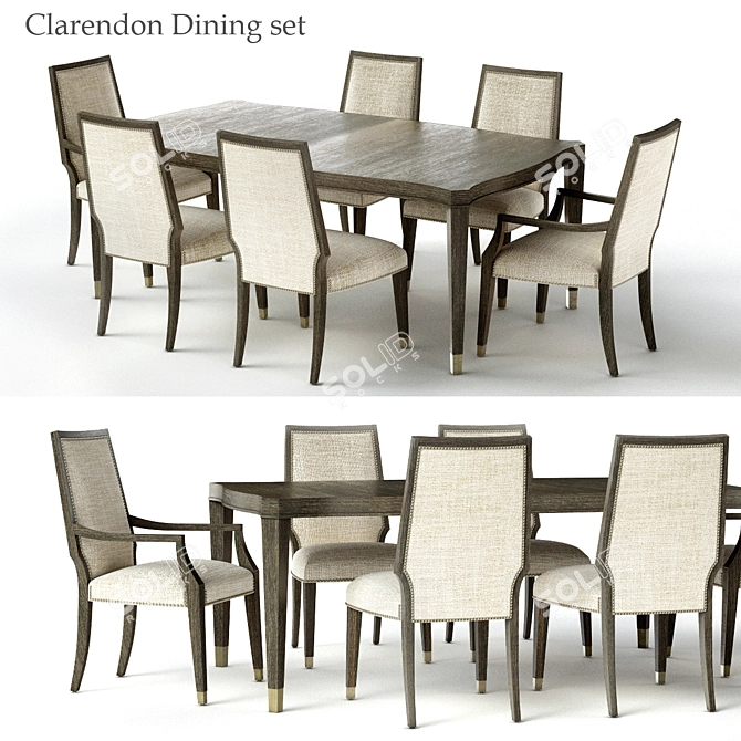 Elegant Bernhardt Clarendon Dining Set 3D model image 1