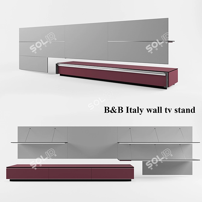 Italian Wall-Mounted TV Stand 3D model image 1