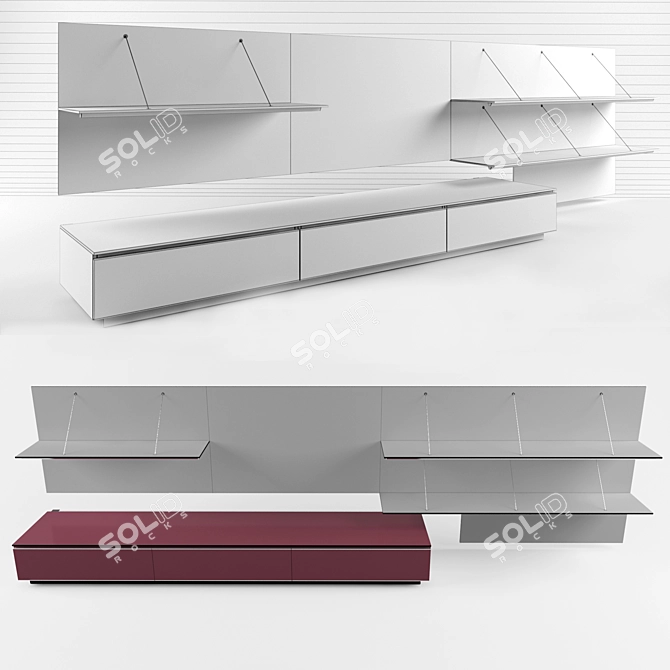 Italian Wall-Mounted TV Stand 3D model image 2