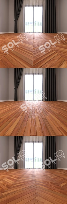 Elegant Cabreuva Parquet: Linear, Chevron, Herringbone 3D model image 3