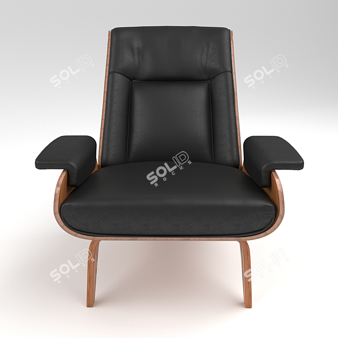 Modern Black Paulo Bent Ply Chair 3D model image 2