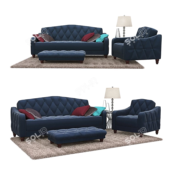 Novogratz Vintage Blue Armchair: Stylish Lounge Furniture 3D model image 1