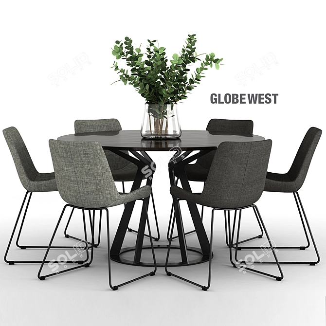 Mitos Table and Cleo Dining Chair Set 3D model image 1