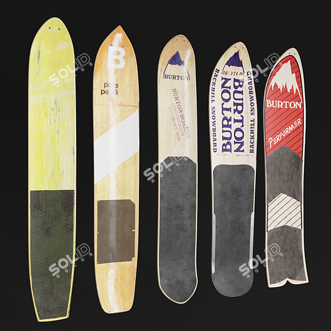 Classic Burton Snowboard Decor Set 3D model image 1