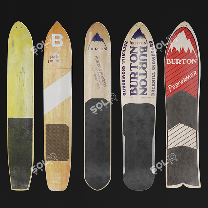 Classic Burton Snowboard Decor Set 3D model image 2