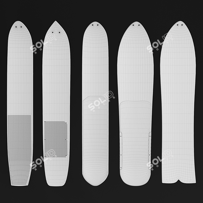 Classic Burton Snowboard Decor Set 3D model image 3