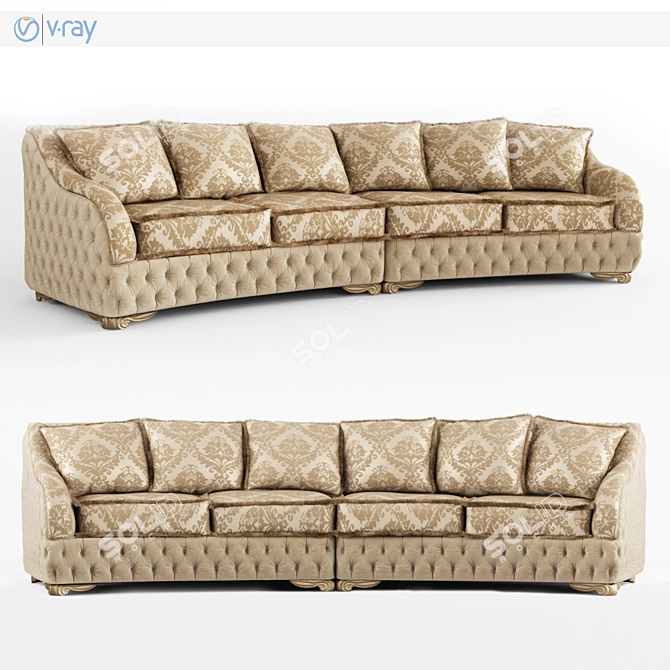 Elegant Four-Seater Sofa: Esedra 3D model image 1