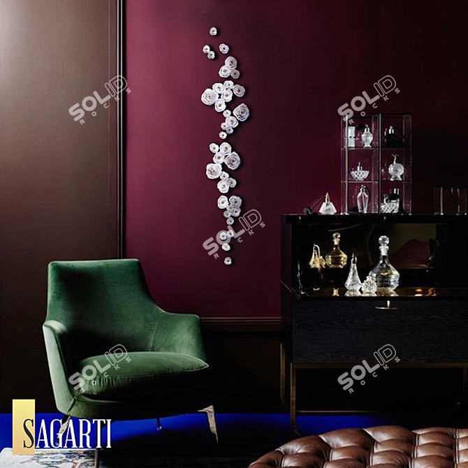 Sagarti Rose Decor: Elegant Porcelain Wall Art 3D model image 1