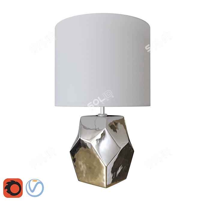 Silver Ceramic Nature Geo Table Lamp 3D model image 1