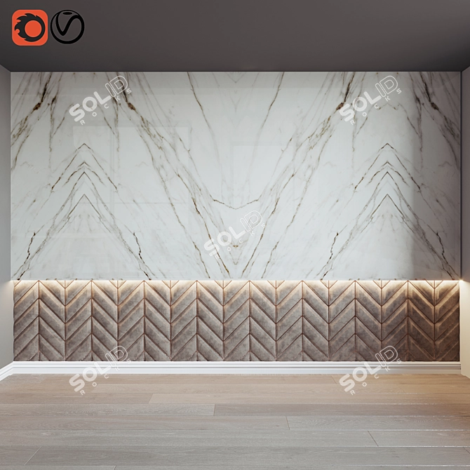 Modern Chevron Wall Panel 3D model image 1