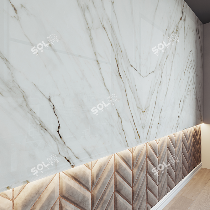 Modern Chevron Wall Panel 3D model image 2