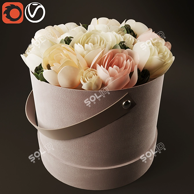 Blossom Box: Elegant Floral Storage 3D model image 1