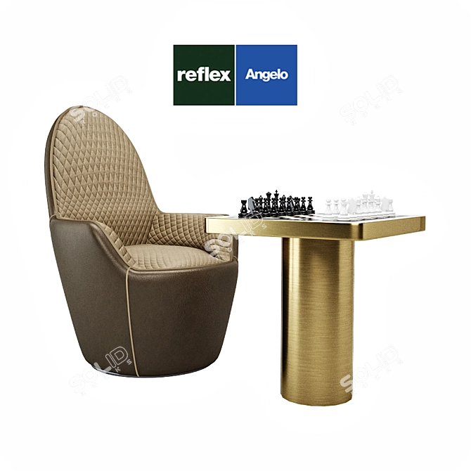 Reflex Angelo Swan Poltrona & Tau Scacchi: Glamorous Armchair & Chess Coffee Table Set 3D model image 1