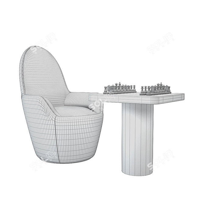 Reflex Angelo Swan Poltrona & Tau Scacchi: Glamorous Armchair & Chess Coffee Table Set 3D model image 3