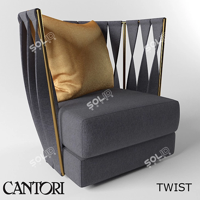 Cantori Twist: Handcrafted Iron Armchair 3D model image 1