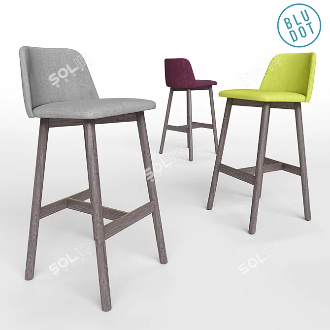 Sleek Chip Barstool: Procedurally Colored 3D model image 1