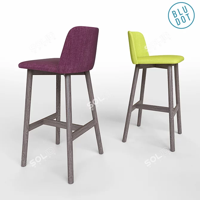 Sleek Chip Barstool: Procedurally Colored 3D model image 2