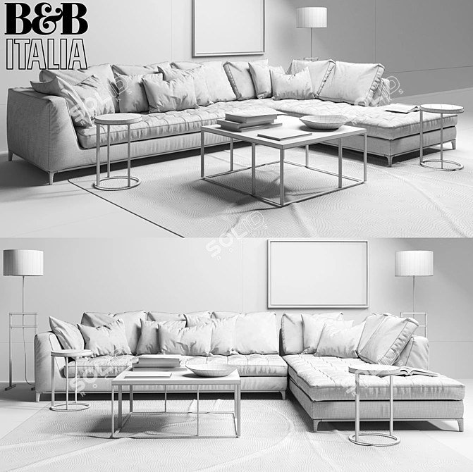 Elegant Lucrezia Sofa Set 3D model image 3