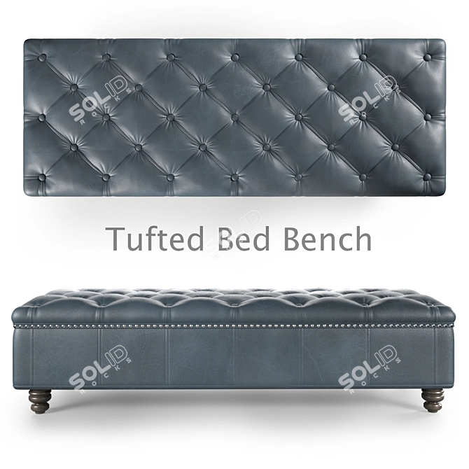 Elegant Tufted Bed Bench 3D model image 1