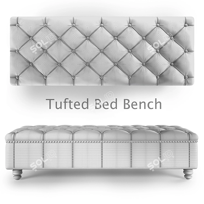 Elegant Tufted Bed Bench 3D model image 2