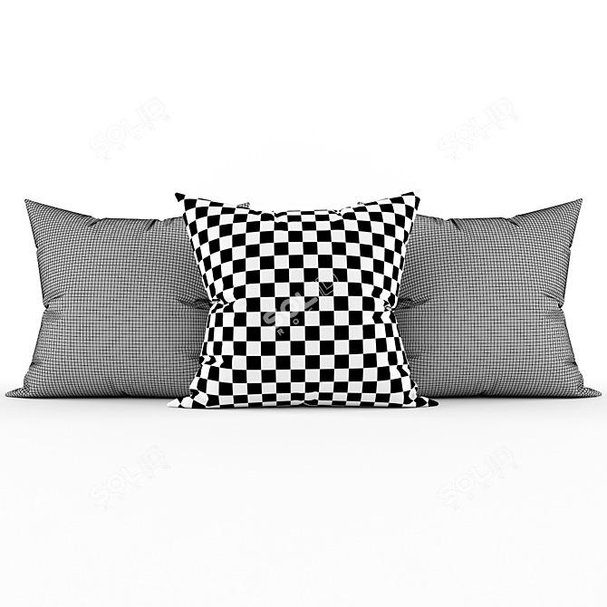 Elegant Embroidered Accent Pillows 3D model image 2