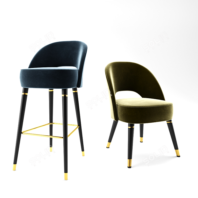 Modern Colline Chair Set 3D model image 3