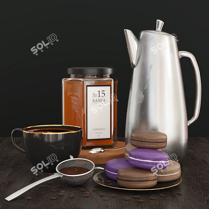 Coffee Bliss: Gourmet Treat Set 3D model image 1