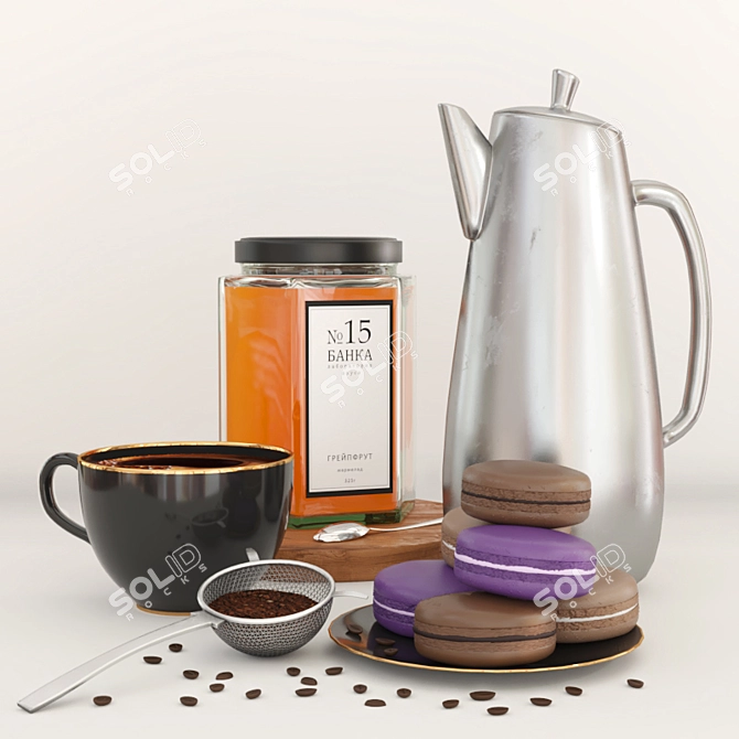 Coffee Bliss: Gourmet Treat Set 3D model image 2