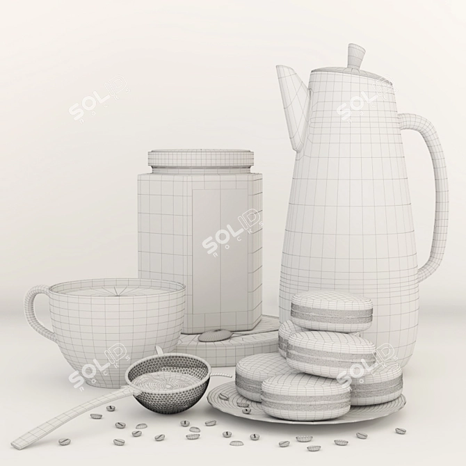 Coffee Bliss: Gourmet Treat Set 3D model image 3