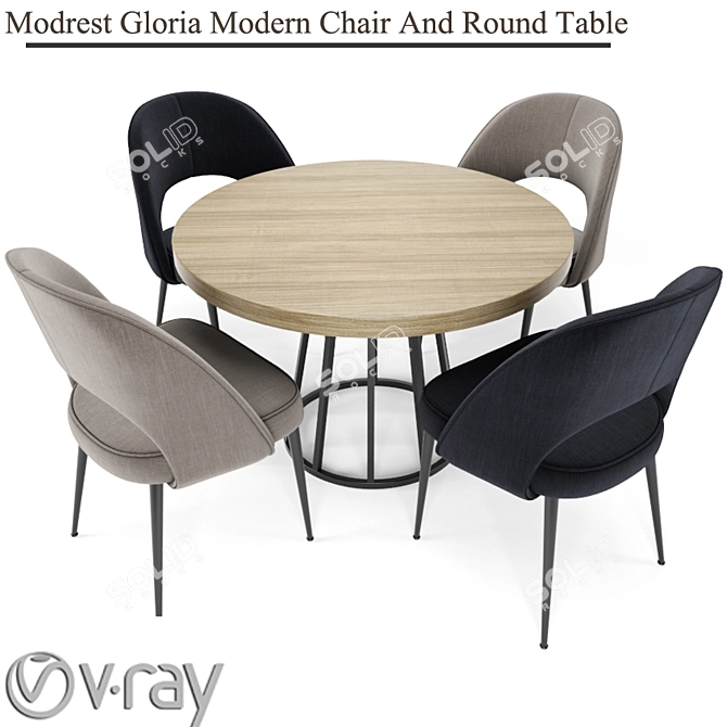 Modern Glam: Chair & Table Set 3D model image 1