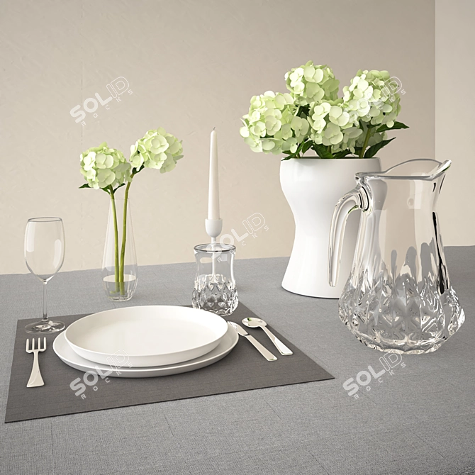 Elegant Tableware Set 01 3D model image 1
