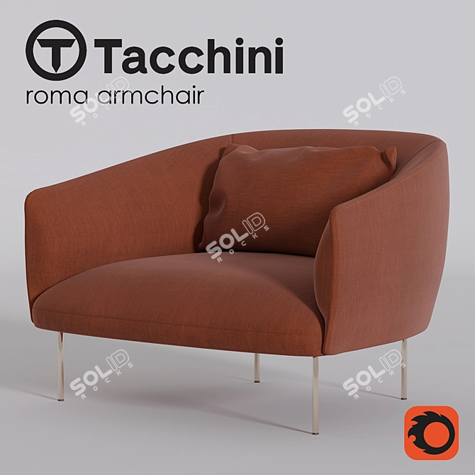 Elegant Roma Armchair: Classic Curves 3D model image 1